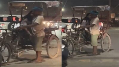 Delhi Milf Aunty Drank and handjob to Ricksha Labour viral mms