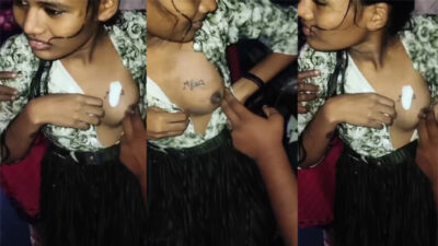 Desi Chennai Mallu Teen School girl having tattoo on boobs