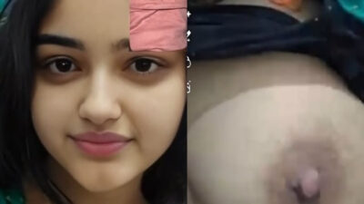 Cute Girl pressing Nipple and Fingering Pussy on VC to her BF