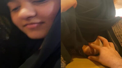 Muslim college Girl in Burkha showing Boobs to BF and Blowjob in Restaurant